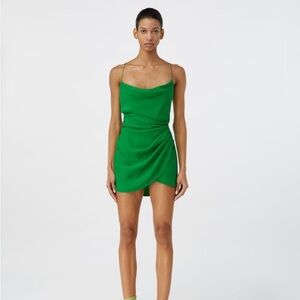 GAUGE81 Shiroi open-back wrap-effect silk mini dress in green sz XS